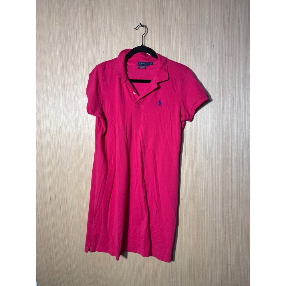 Polo Ralph Lauren Womens Hot Pink The Mesh Mini Polo Dress Size Large Cotton